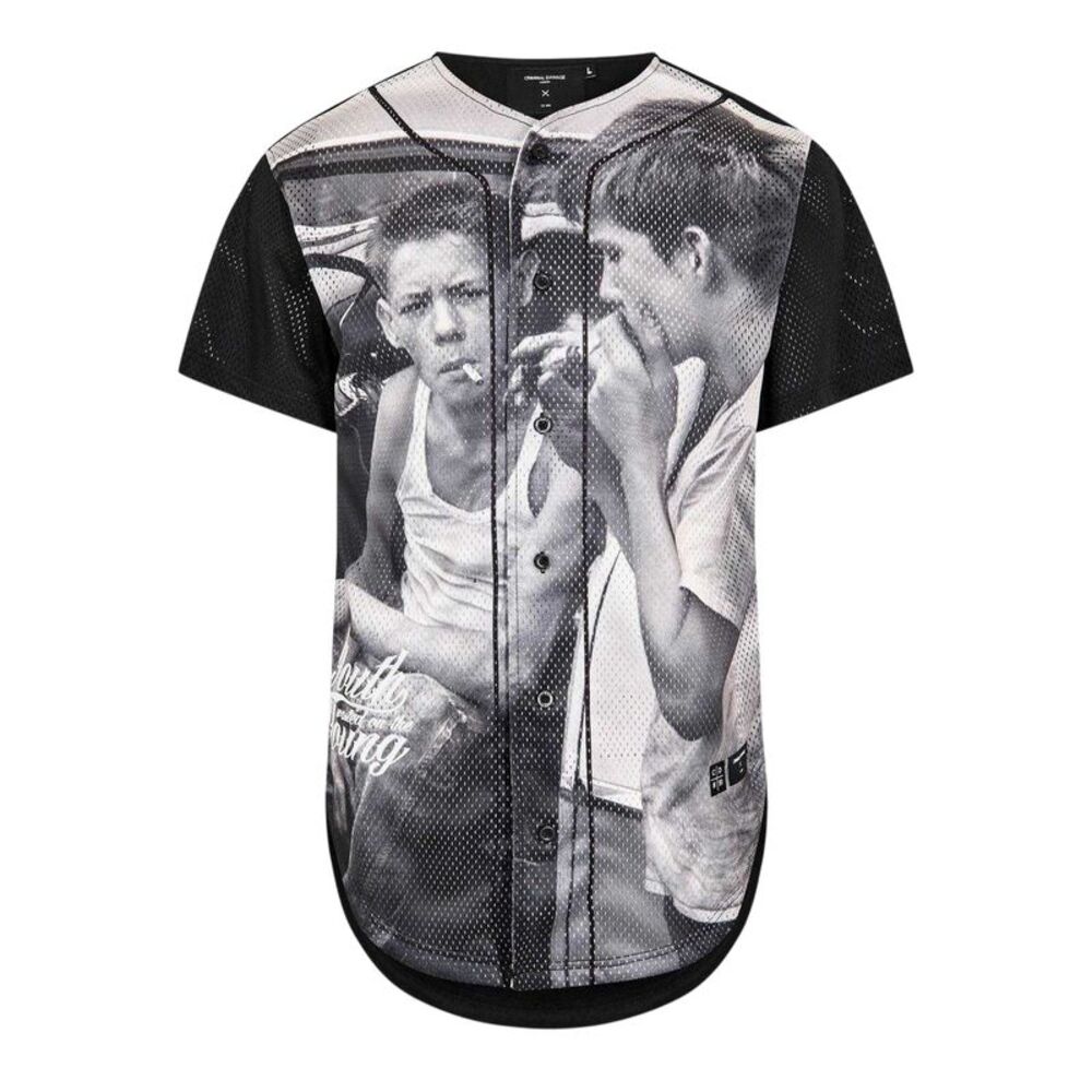 Criminal Damage Mens Youth Photo Print Mesh Basketball Shirt / Gray